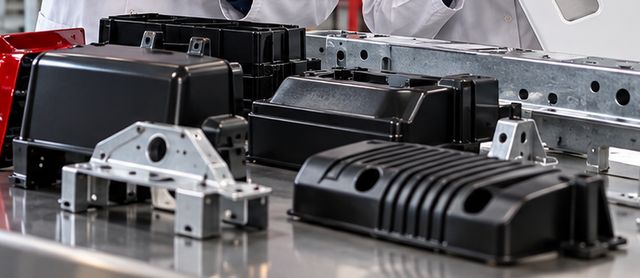Black PP and ABS plastic component housings