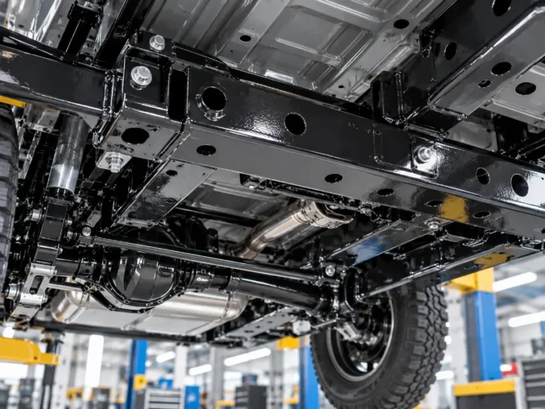 Vehicle chassis and underbody with protective coating