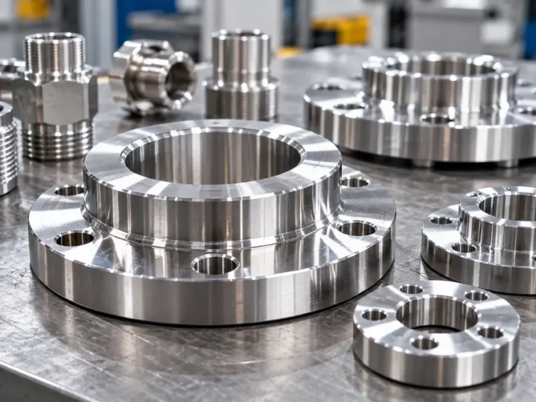 Machined steel flanges with a clear protective lacquer