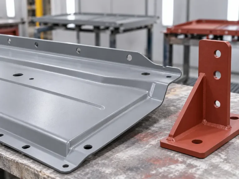 Grey and red oxide primed steel panels