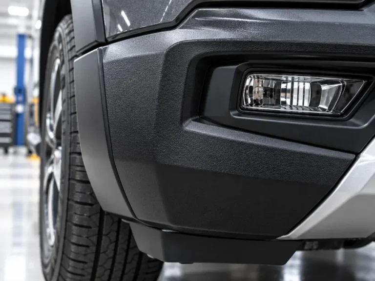 Textured black plastic bumper corner