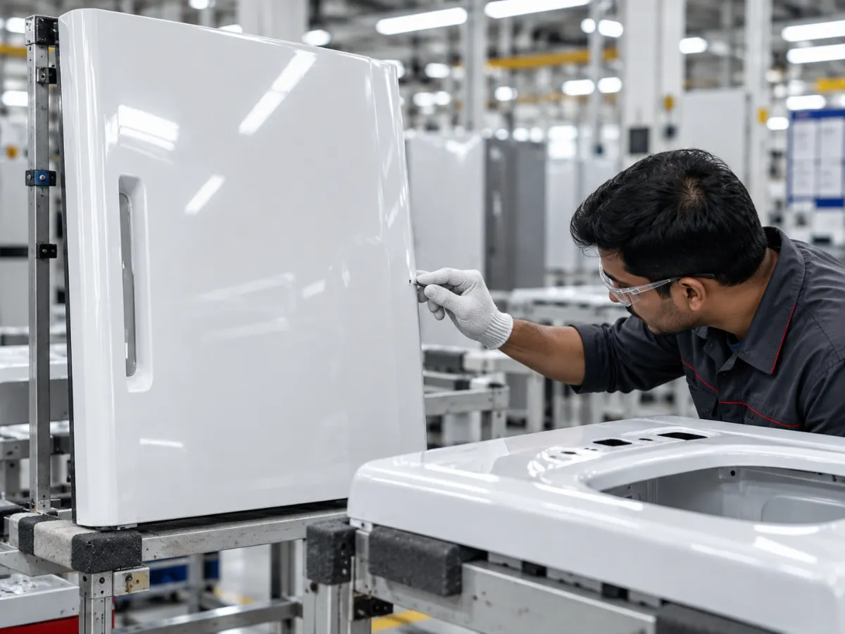 Inspection of white appliance panels in an appliance factory